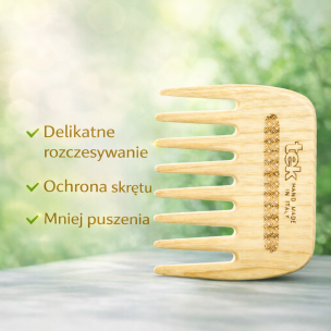 TEK drewniany grzebień z szerokimi zębami – delikatne rozczesywanie, ochrona skrętu i mniej puszenia włosów.png