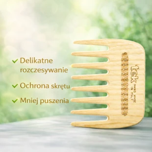 TEK drewniany grzebień z szerokimi zębami – delikatne rozczesywanie, ochrona skrętu i mniej puszenia włosów.png