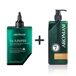 Zestaw Aromase redukuje łupież i nadmiar sebum, odblokowuje pory i łagodzi świąd. Idealny dla tłustej, swędzącej skóry głowy – wspiera zdrowy wzrost włosów i długotrwałą świeżość.
